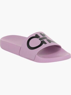 Salvatore Ferragamo Lilac Slide Sandal with Black Logo